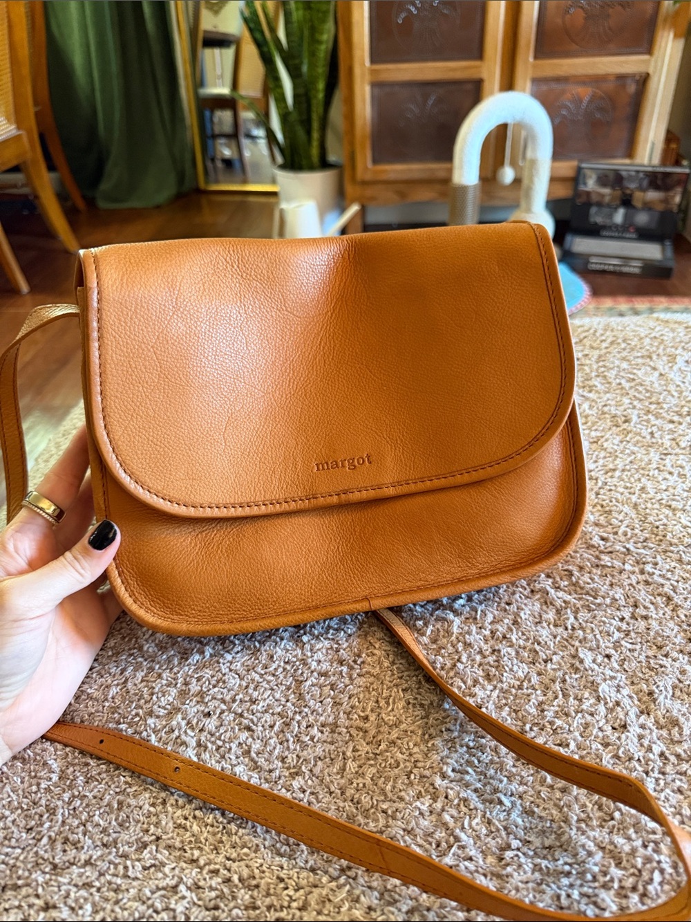 margot Cognac Leather Crossbody Bag